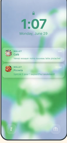 Phone lockscreen with targeted push notifications